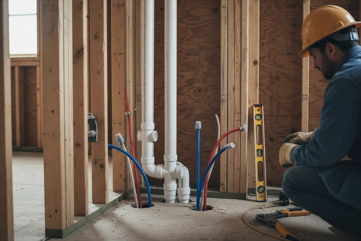 Drain and supply rough-in during Leak Detection in Amboy