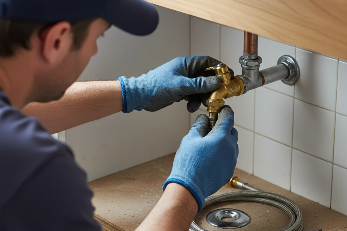 Shutoff valve and fitting work during Burst Pipe Repair in Amboy